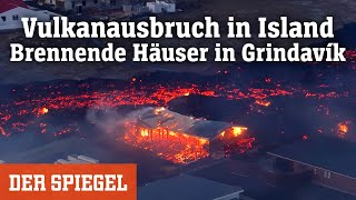 Island Vulkanausbruch zerstört Teile von Fischerdorf  DER SPIEGEL [upl. by Annaierb]