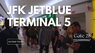 4K EXPLORING JFK AIRPORT TERMINAL 5  Leaving TSA Checkpoint Security to Gate 28 for JETBLUE [upl. by Henry]