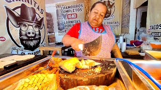 Amazing CARNITAS Tacos amp Gorditas  Mexican Street Food [upl. by Aramen]