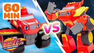 Robot Blaze vs Airplane Blaze ✈️  60 Minutes  Blaze and the Monster Machines Toys [upl. by Analli600]