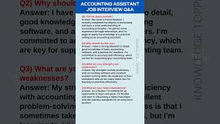 Account Assistant Interview Questions and Answers  Assistant Accountant Interview Questions Answers [upl. by Naam]