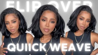 Flip Over Method Quick Weave Easy How To Cut Your Own Bob Natural Quick Weave [upl. by Hiroko679]