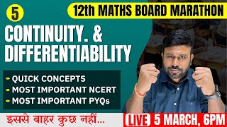 Continuity amp Differentiability 🔥 Final One Shot  Class 12th Maths Board Marathon  Cbseclass Videos [upl. by Scevo]