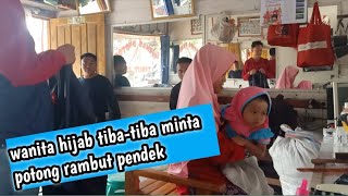 Wanita hijab tibatiba minta potong rambut pendek [upl. by King]