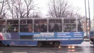 Trams in Kraków Poland  10th January 2012 [upl. by Anoif598]