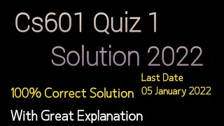 Cs601 quiz 1 2022 cs601 quiz 1 solution fall 2021 cs601 quiz 1 fall 2021 by Muhammad Saqib [upl. by Haonam429]