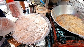 Filipino Street Food  Fried Isaw Chicken Intestine Calamares and Fried Liver [upl. by Anny]