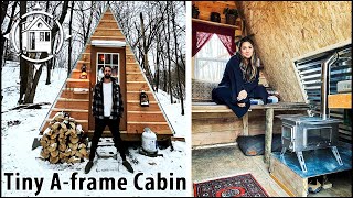 Tiny Aframe cabin built in 7 days for cheap Offgrid oasis [upl. by Herzen]