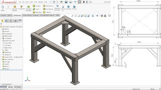 SolidWorks Weldments Basics Steel frame [upl. by Yeldnarb619]