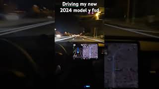 Tesla model y fsd little night drive tesla teslamodely fsd selfdriving [upl. by Merilyn]