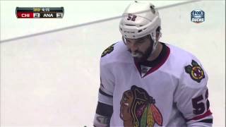 Brandon Bollig high stick to Andrew Cogliano Mar 20 2013 Chicago Blackhawks vs Anaheim Ducks NHL [upl. by Notslah7]