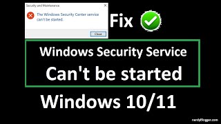 How to Fix Windows Security Center service cannot be started [upl. by Ainer]