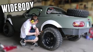 Lifted Widebody Miata Part 1  Test Fitting the Flares amp Cutting Fenders [upl. by Isahella]