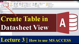 Lecture 3  How to Create Table By Using Datasheet View in MS ACCESS  Learning Spot [upl. by Gerri]