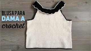 blusa a crochet para dama punto V [upl. by Teteak]