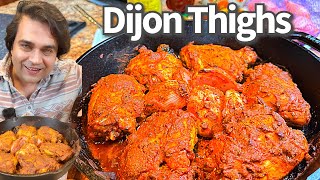 Dijon Garlic Chicken Thighs Irresistible Oven baked drool worthy [upl. by Ahsienauq482]