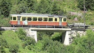 JB Jungfraubahnen BLM Bergbahn LauterbrunnenMürren Automotrices Be 44 2123 [upl. by Aicirtac46]