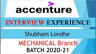 Accenture Interview Experience  Shubham Londhe 2021 Batch  Mechanical Student [upl. by Mastat980]