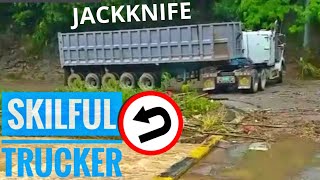 JACKKNIFE UTurn TractorTrailer  FLATBRIDGE [upl. by Aneem224]