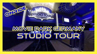 Movie Park Germany Studio Tour Achterbahn Dark Ride Coaster POV Onride Freizeitpark [upl. by Navets]