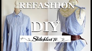 DIY Refashion mens shirt into a strappy camisole top [upl. by Dlarrej204]