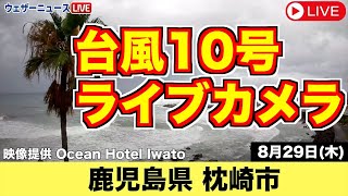 【台風10号 ライブカメラ 】鹿児島県枕崎市・非常に強い台風10号 枕崎も暴風域内に／2024年8月29日（木）＜ヤッシーの様子＞ [upl. by Ahc141]