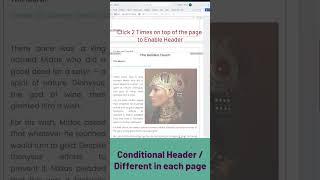 Conditional Header in MS Word easy method youtubeshorts [upl. by Grethel]