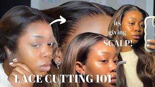 Detailed LACE CUTTING TUORIAL LEARN HOW TO CUT AROUND YOUR EARS AND HAIRLINE Ft hair vivi [upl. by Anissa95]