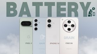 Oppo Find X8 vs iPhone 16 vs S24 FE vs Pixel 9 EXTREME Battery Drain Test [upl. by Levison]