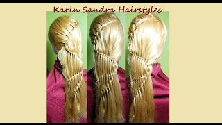 Waterfall Braid hairstyle  Feather Waterfall Braid  Coiffure cascade de tresses [upl. by Ardiedal]