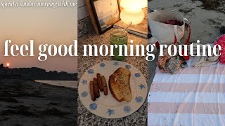 SUNDAY MORNING ROUTINE  beach sunrise  healthy breakfast  mini reset [upl. by Nired418]