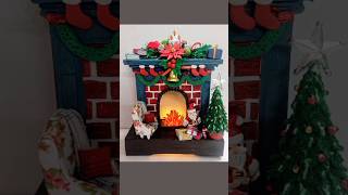 Diy Christmas fireplace from cardboardChristmas decoration ideashorts youtubeshorts [upl. by Edgard]