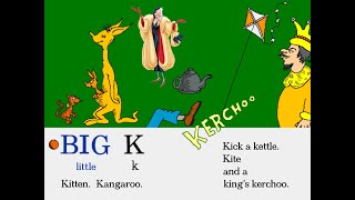 Letter K  Kitten 🐱 Kangaroo 🦘 Kicking 🦵🏻 a Kettle Kite 🪁 and a King 🤴🏻 quotKERCHOO 🤧quot [upl. by Roseanne212]