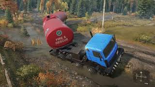 SnowRunner Mods  Volat MZKT 7402 8x8  Driving Offroad Heavy Transporting Double Trailer Tanker [upl. by Thunell]