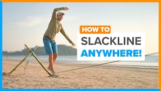 How to Set a Slackline Without Trees • Arrowhead Ground Anchors • YogaSlackers [upl. by Enneite194]