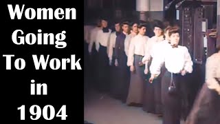 Women Going to Work in 1904 19th Century Womens Clothing amp Hairstyles Enhanced Video 60 fps [upl. by Kcin]