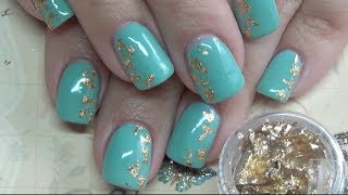 Foil Nails Teal  Mint amp Gold Nail Tutorial [upl. by Melosa919]