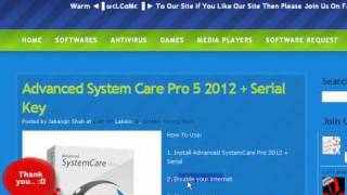 Advanced SystemCare Pro 5 2012  Serial Key [upl. by Mikkel]