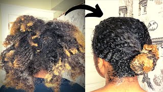 Dirty dry MATTED hair LOOK NO FURTHER Simple detangling wash and deep conditioning routine [upl. by Eissirhc]