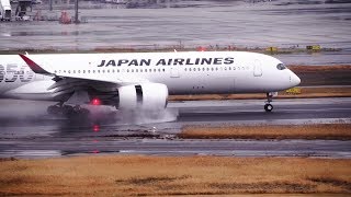 Reverse Thrust Water Spray JAL A350 [upl. by Sammer]