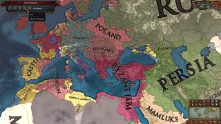 Europa Universalis IV Byzantine restoration Patch 135 Timelapse [upl. by Karwan503]