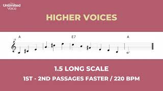 15 Long Scale 1st2nd Passages 220 bpm Higher Voices [upl. by Harad429]