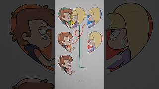 Gravity Falls Dipper and Pacifica Heart Color Mix Line Challenge shorts art craft [upl. by Akerdnuhs46]