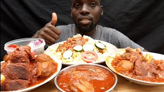 eating meat mutton and rice salad soup recipe big food [upl. by Vachell]