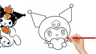 Learn to Draw Kuromi Simple amp Easy For Kids [upl. by Aicirtam]