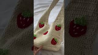 crochet strawberry bag 🍓💝 crochet crochetbag strawberry crochetstrawberry beachbag totebag [upl. by Gambell]