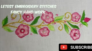 Letest embroidery stitches 🥰😜 Fancy hand work embroidery designs [upl. by Nylqcaj750]