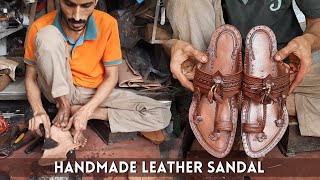 Amazing handmade leather sandal making by simple tools  leather footwear  Handcrafted leather work [upl. by Notyrb399]