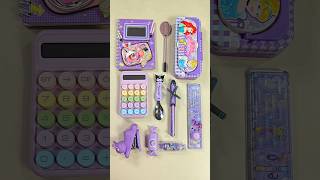 Purple stationery items calculator pencil box stationery pen pencil sharpener stationery [upl. by Genesa]