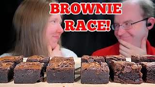 ASMR BROWNIE RACE MUKBANG EATING SOUNDS [upl. by Esaertal]